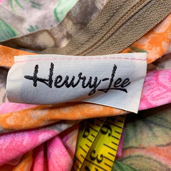 Vintage Henry Lee Floral Maxi Dress Medium? Pink Hostess Psychedelic 60's 70's - Picture 2 of 15